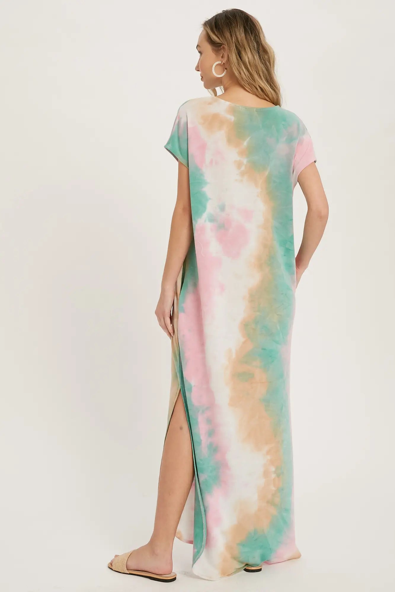 Happiness Tie Dye Maxi Jersey Dress with Pockets